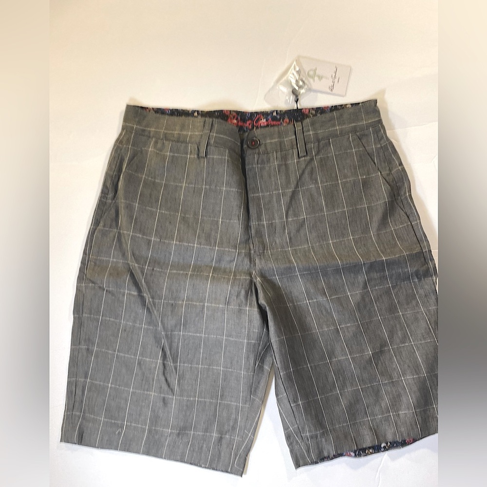 Robert Graham Storm Woven Gray Plaid Dress Shorts